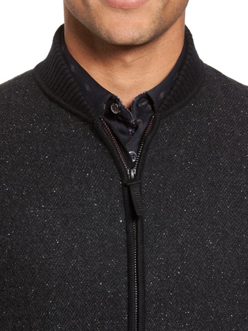 Ted Baker  Herringbone Bomber Full-Zip Sweater Jacket - Picture 3 of 15